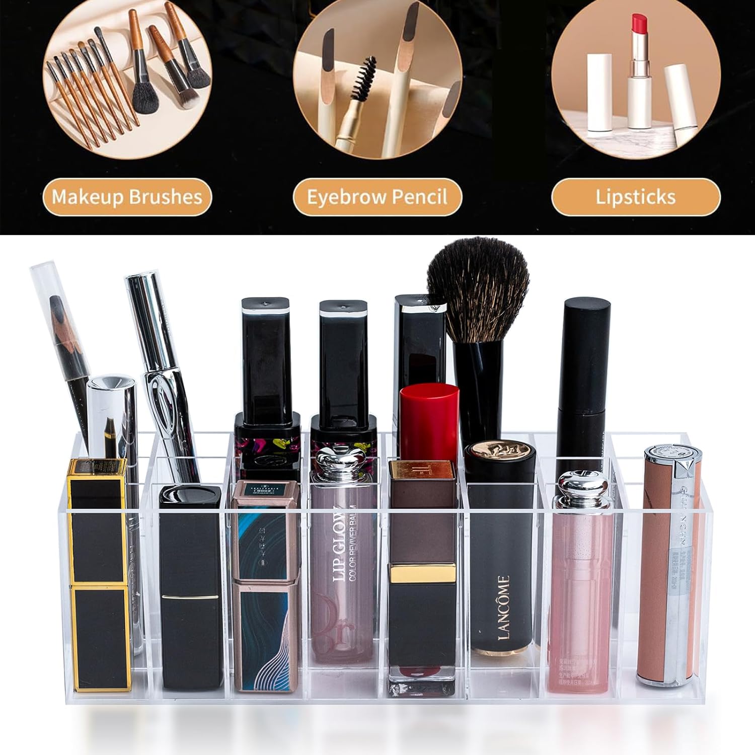 Organiseur maquillage en acrylique transparent : rangement élégant pour cosmétiques et bijoux – Image 5
