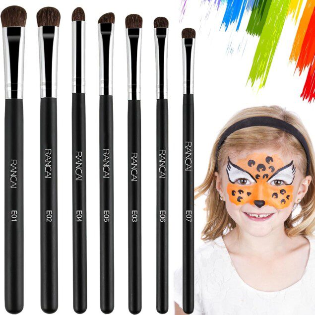 Pinceaux de maquillage professionnels pour enfants : un lot de 7 pour des créations artistiques inoubliables lors du théâtre, carnaval et peinture corporelle