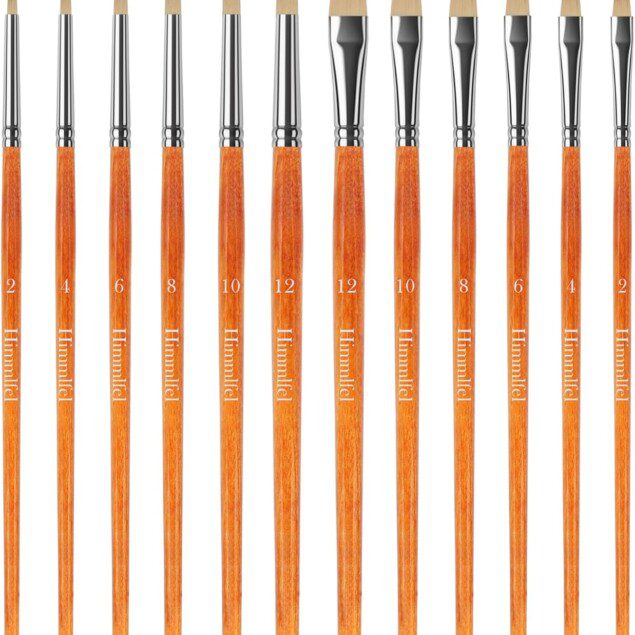 Pinceaux ronds et filbert : 12 pièces pour artistes, parfaits pour peinture acrylique, aquarelle, huile et gouache