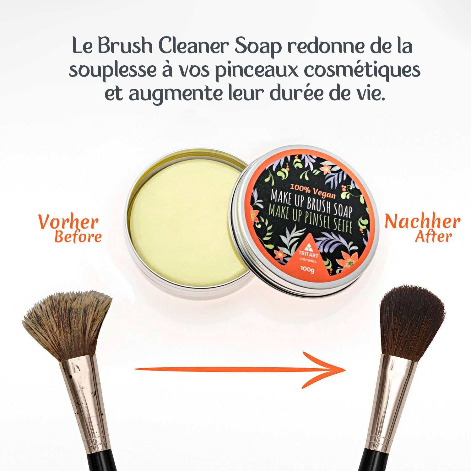 Savon nettoyant pinceaux maquillage : l'outil idéal pour les passionnés de beauté Découvrez un savon vegan et un tapis de nettoyage pour des pinceaux impeccables et prolonger la vie de votre maquillage ! – Image 4