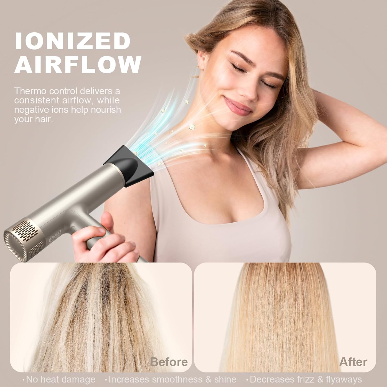 Sèche-cheveux professionnel : l'allié idéal pour des cheveux éclatants et en bonne santé Découvrez le sèche-cheveux à 200 millions d'ions pour un séchage rapide et un contrôle thermique intelligent – Image 3