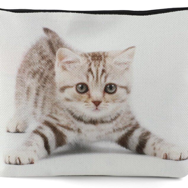 Pochette maquillage style chat mignon : la trousse de toilette idéale pour les amoureux des chats en voyage