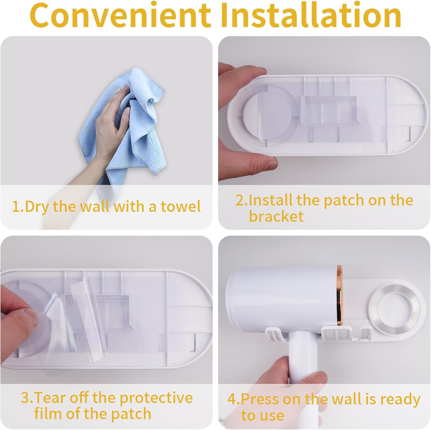 Support pour sèche-cheveux magnétique : une solution élégante et pratique pour tous Optimisez votre espace avec le porte-sèche-cheveux mural sans perçage, idéal pour un rangement soigné et rapide – Image 5