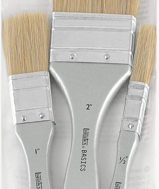 Pinceaux Liquitex pour peintures acryliques : set de 3 en soie de porc naturelle pour artistes exigeants