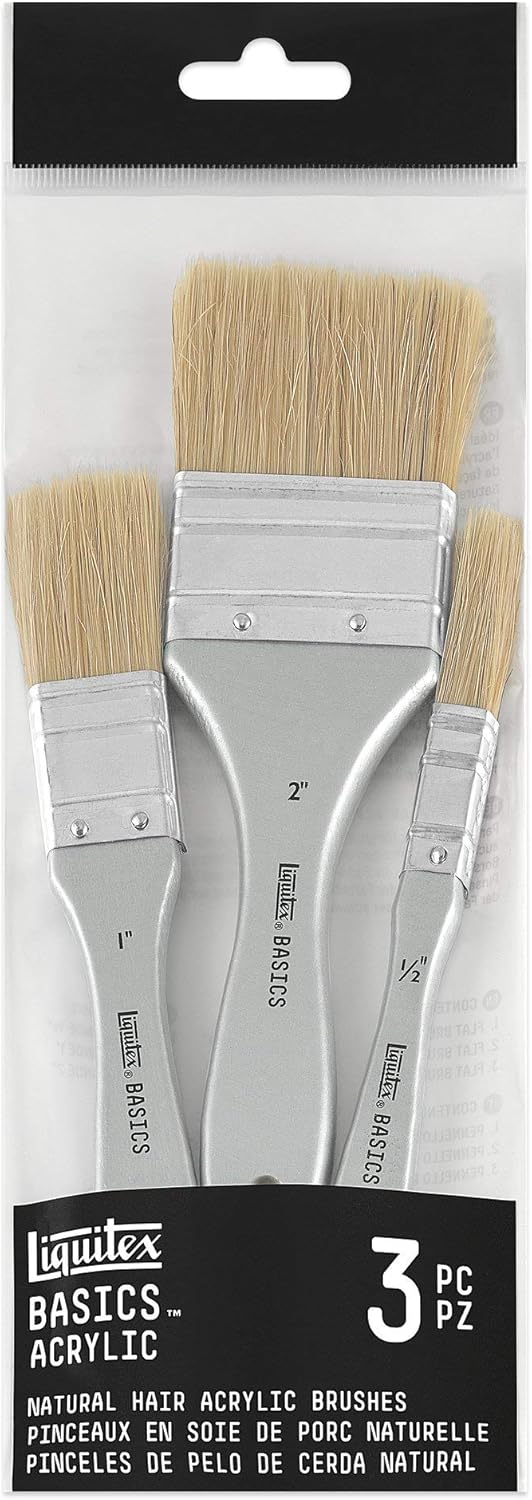 Pinceaux Liquitex pour peintures acryliques : set de 3 en soie de porc naturelle pour artistes exigeants