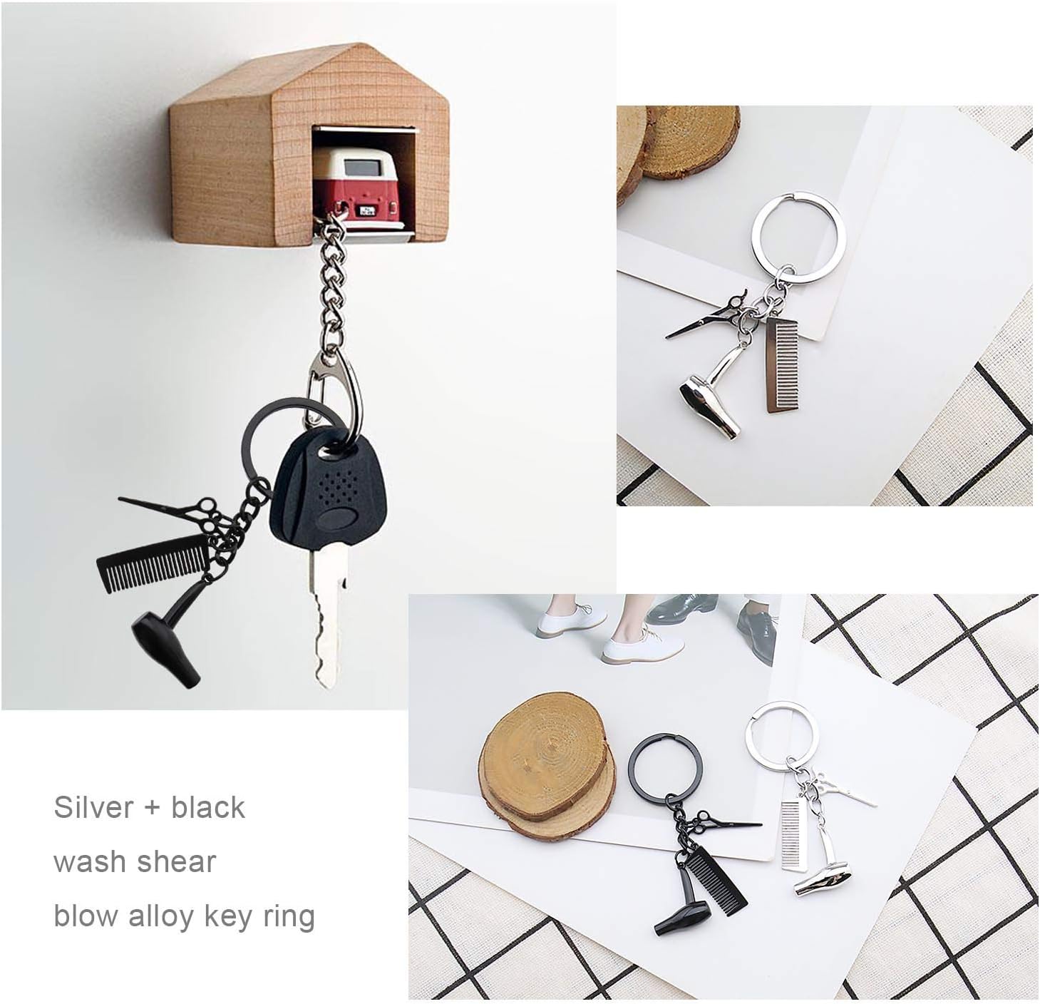 Outils essentiels pour coiffeurs : Set de 2 ciseaux et peigne en pendentif 3 en 1, idéal comme cadeau pour les professionnels des salons – Image 3