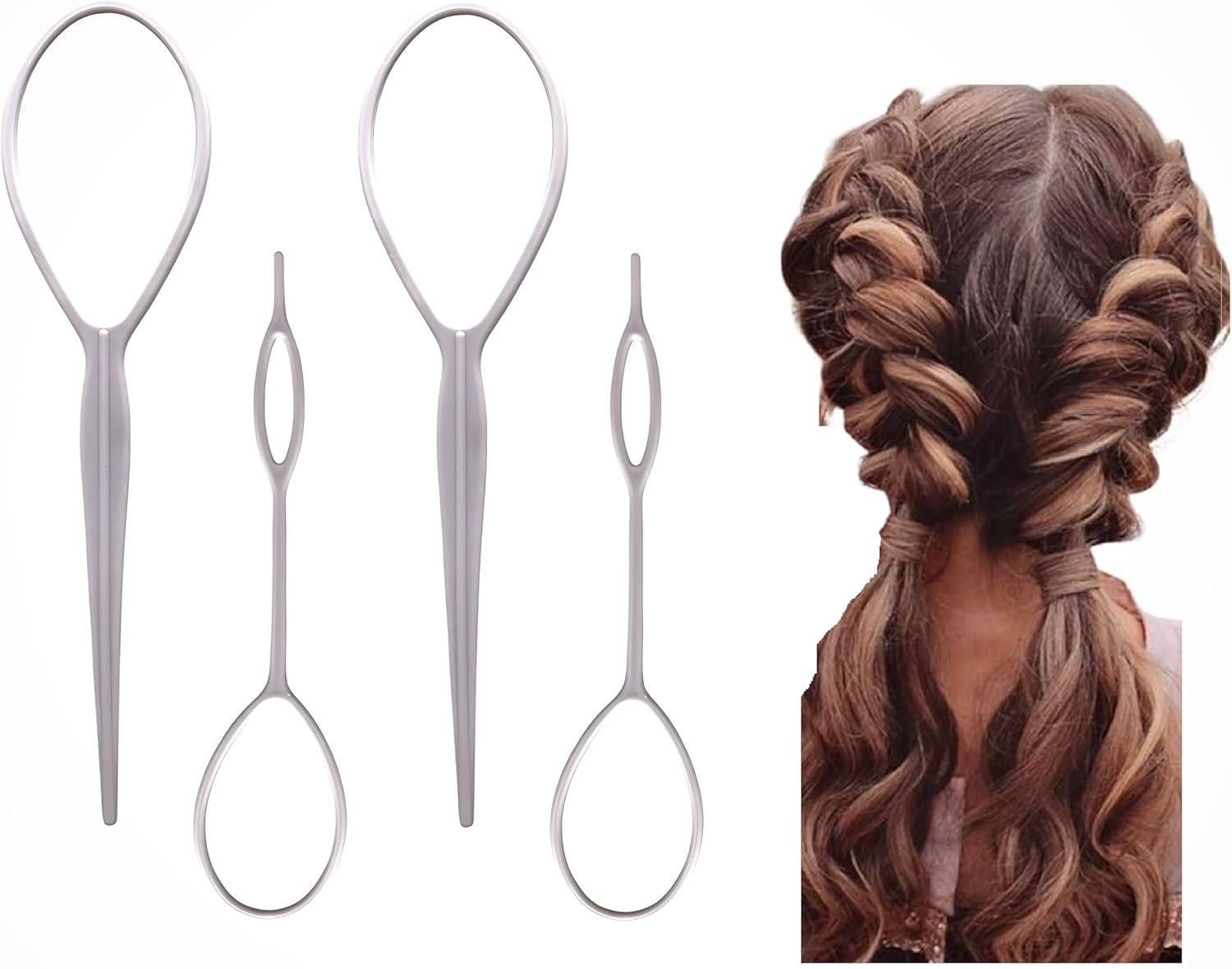 Outil de coiffure Topsy Tail : 4 pcs pour créer des chignons et tresses élégantes en un clin d'œil