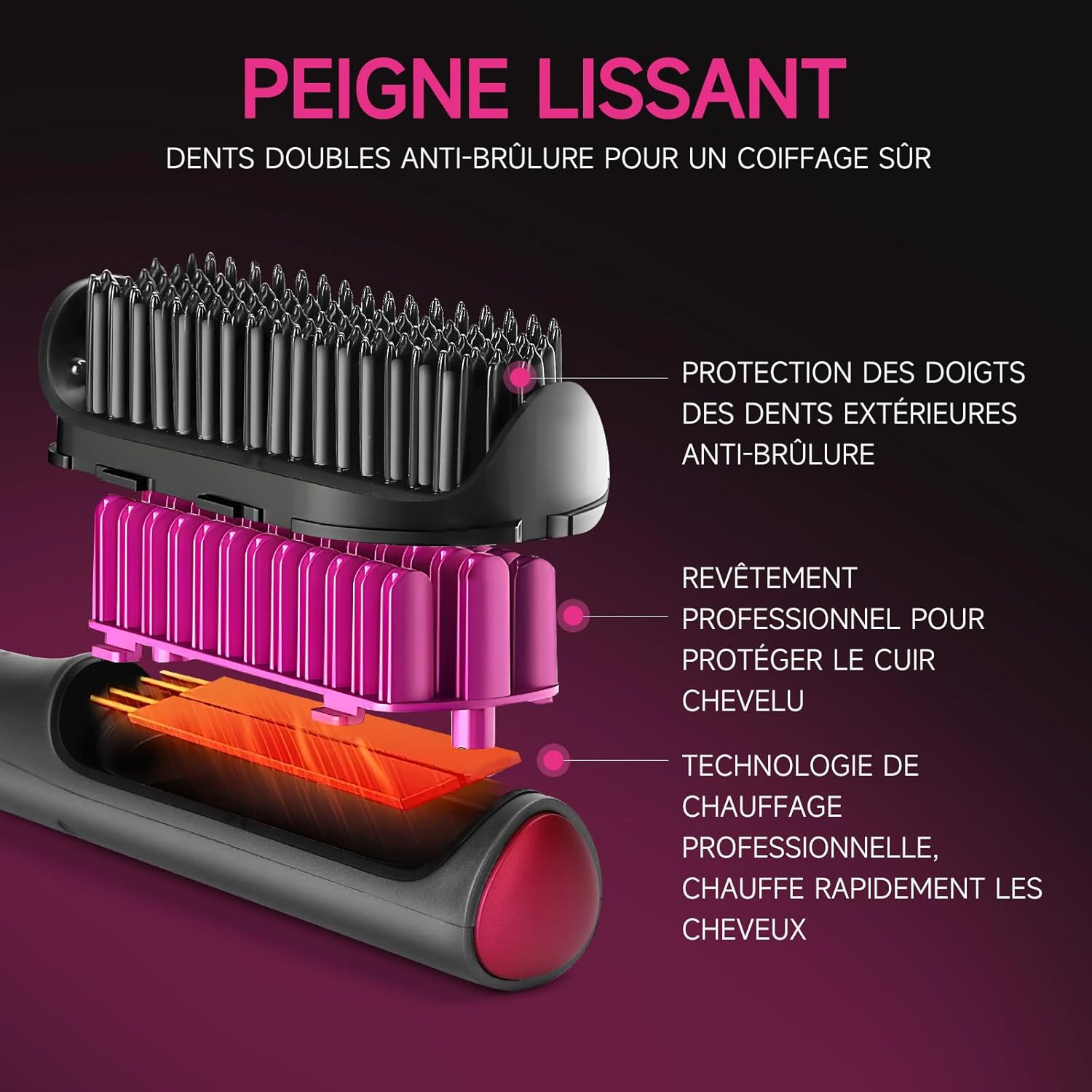 Brosse lissante ionique professionnelle : pour des cheveux soyeux et sans frisottis en un clin d'œil – Image 5