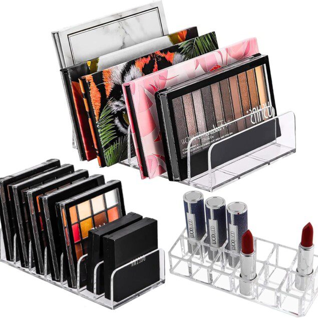 Organisateur palette cosmétique : solution élégante pour le rangement de votre maquillage   Boîte de rangement transparente pour rouge à lèvres et palettes, idéale pour les passionnées de beauté