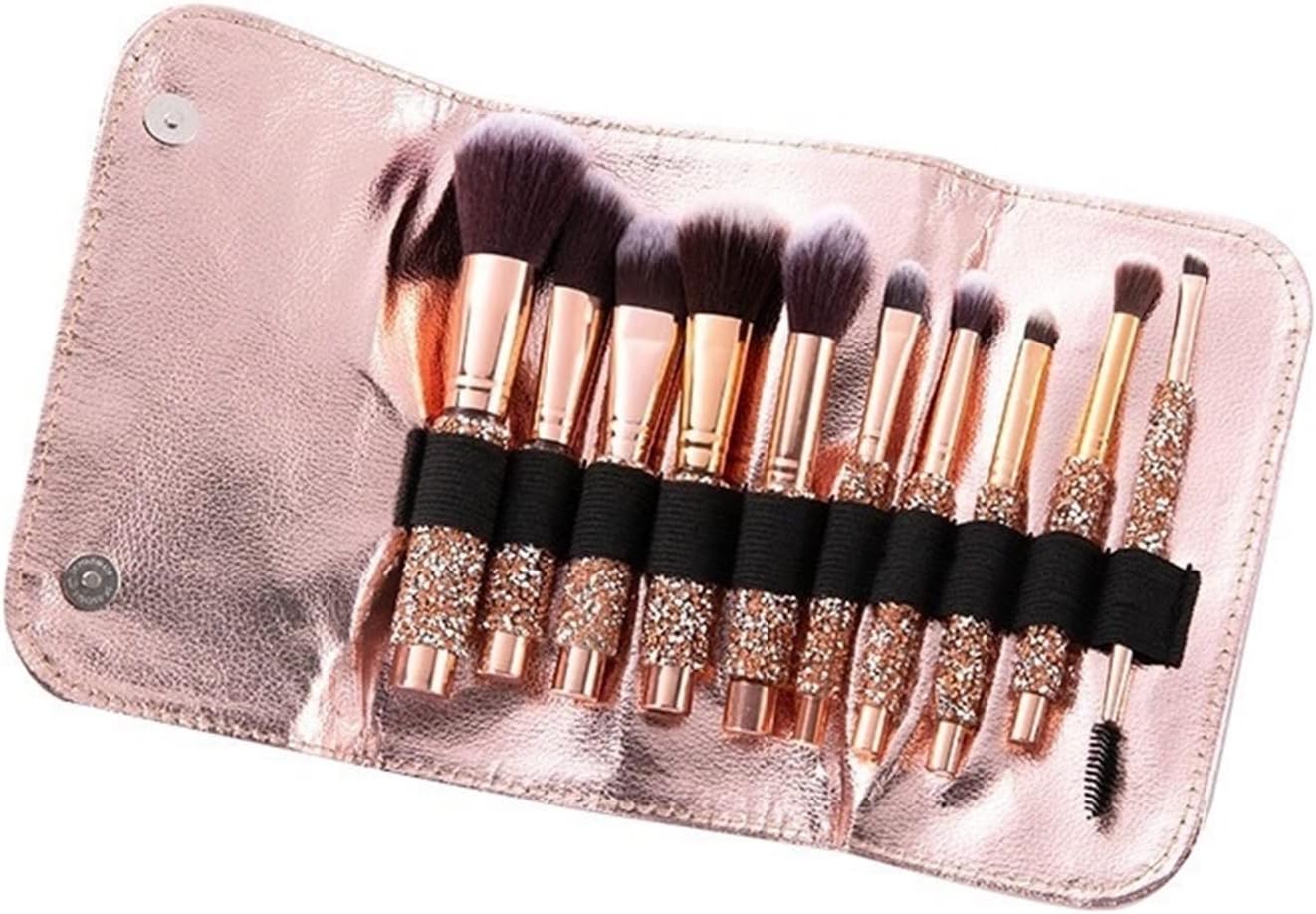 Pinceaux de maquillage avec strass : set de 10 outils essentiels pour un maquillage professionnel éclatant – Image 2