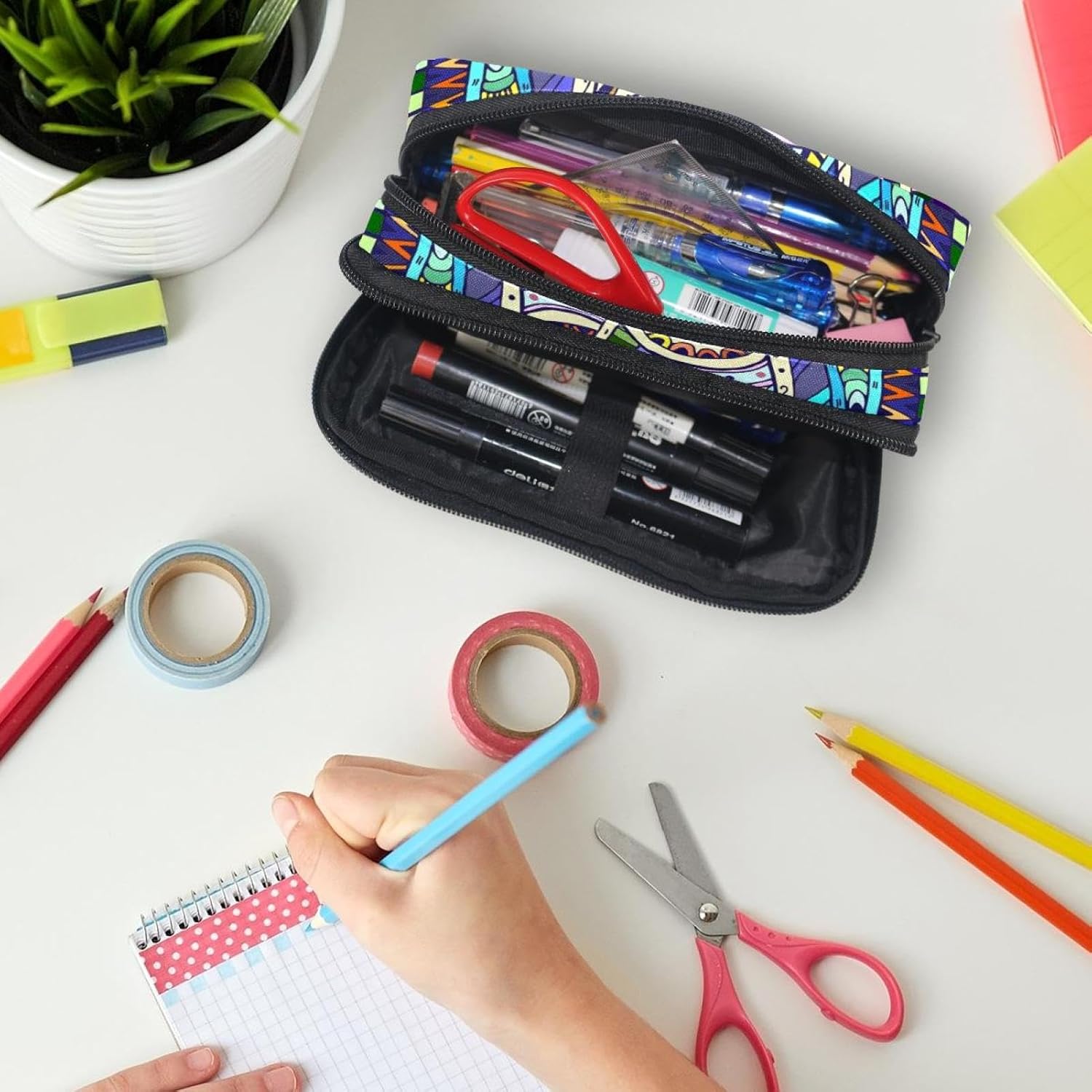 Trousse à crayons ethnique et géométrique : grande capacité pour les artistes en herbe – Image 7