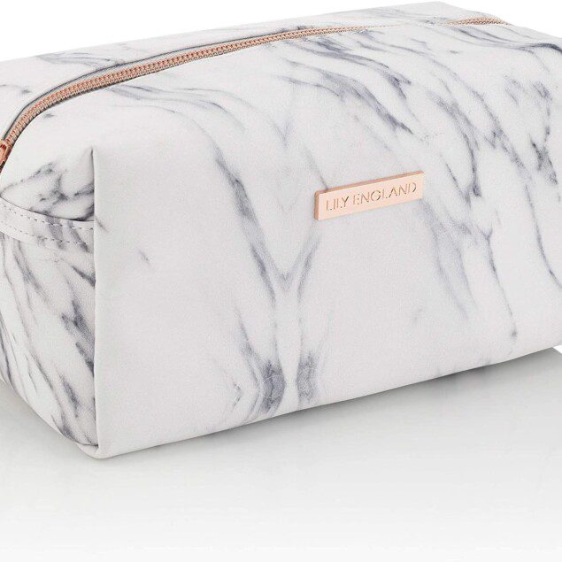 Trousse à maquillage en marbre : élégante petite pochette de rangement cosmétique pour femmes en voyage