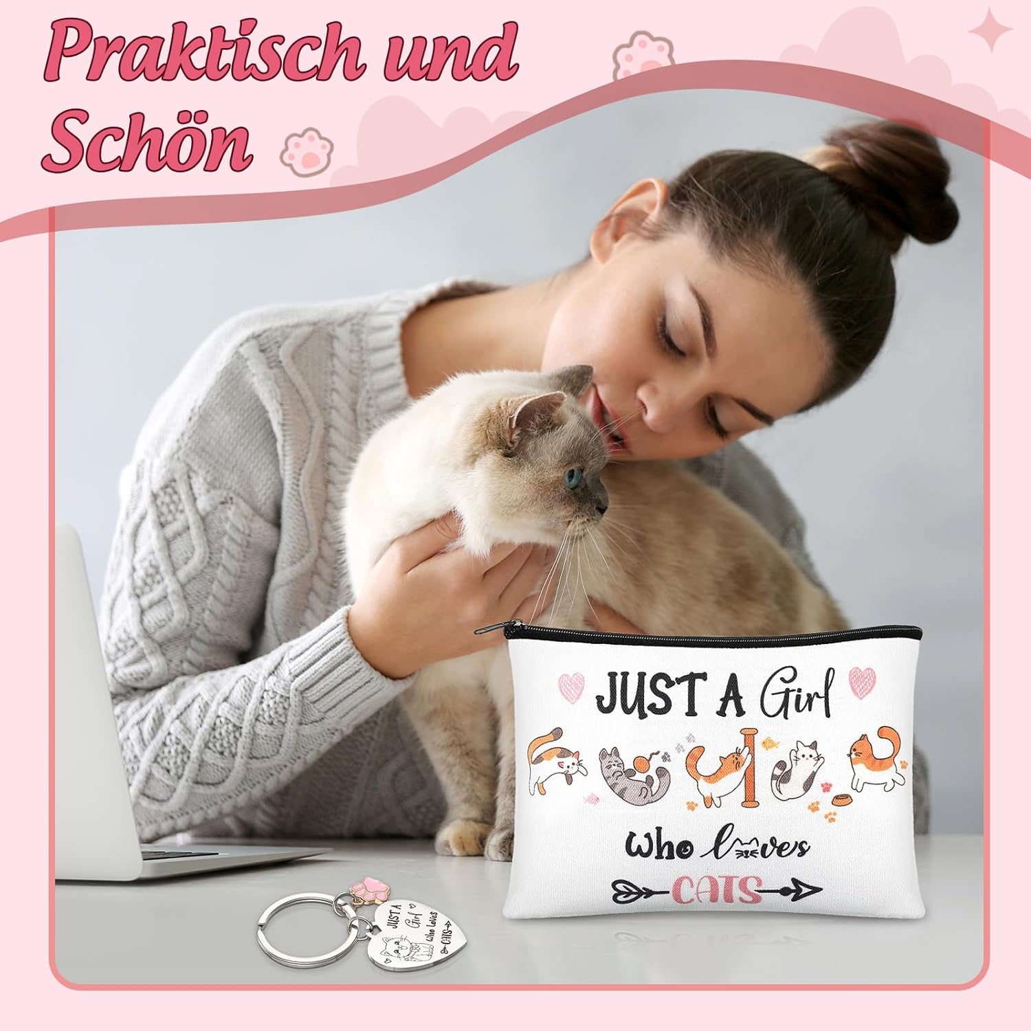 Trousse de maquillage de chat : le cadeau parfait pour les amoureuses des félins Emportez votre passion pour les chats partout avec style et humour ! – Image 6