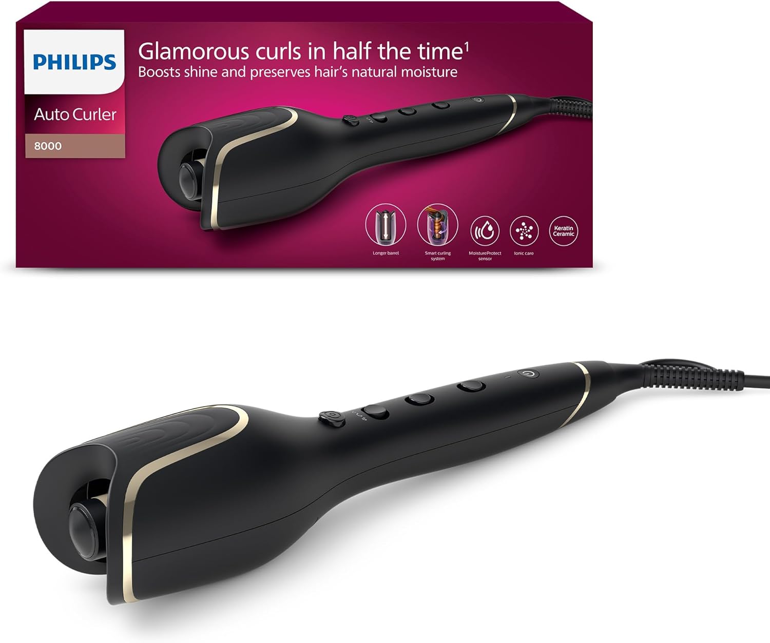 Boucleur automatique Philips série 8000 : 27 styles variés pour des coiffures impeccables