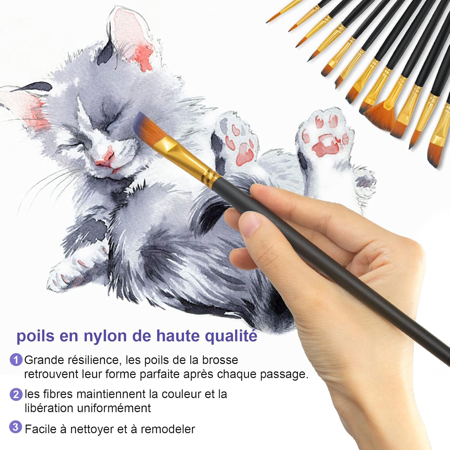 Pinceaux Précis en Nylon pour Artistes Créatifs – Image 6