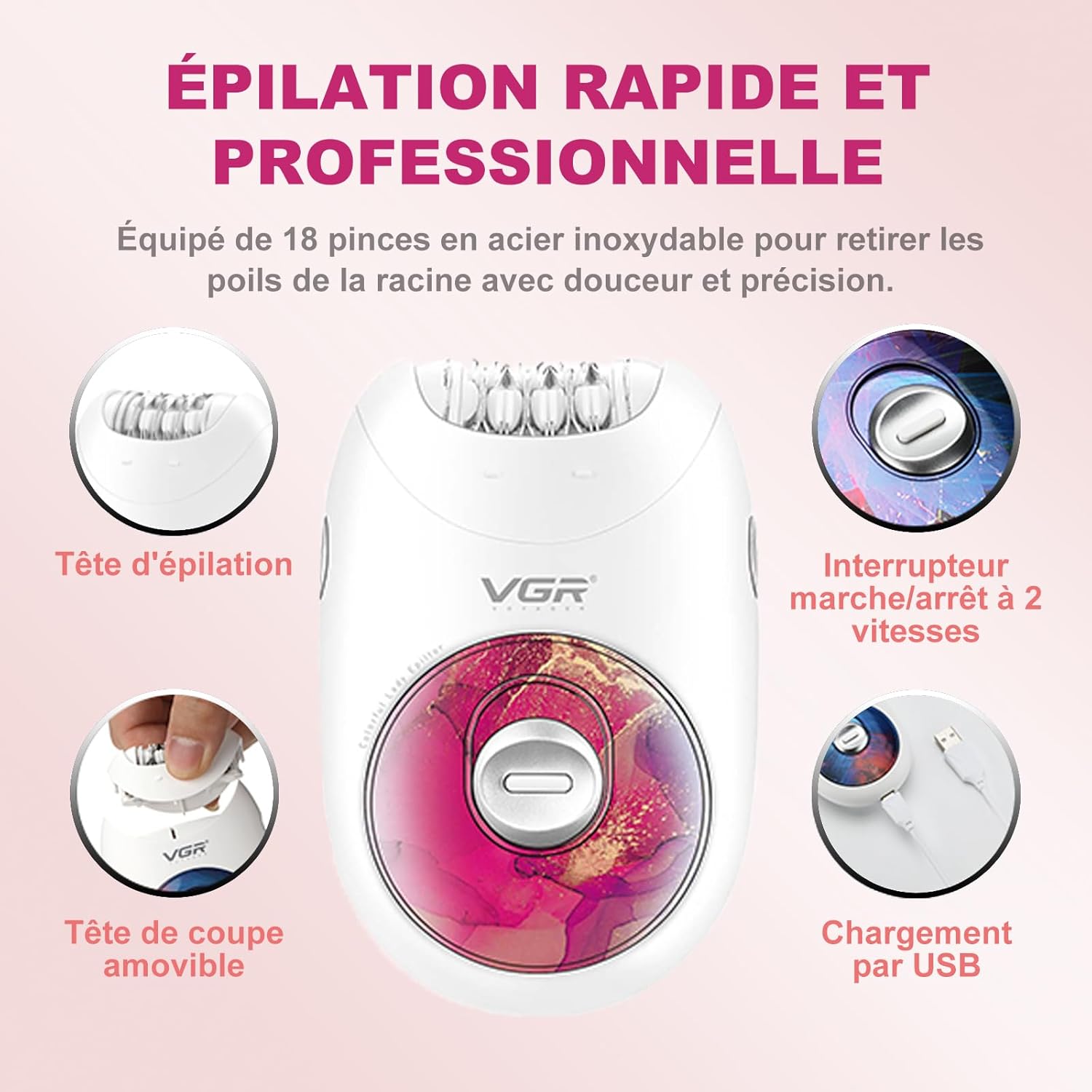 Épilateur professionnel sans fil : l'allié portable pour une épilation parfaite des jambes et du corps entier – Image 3
