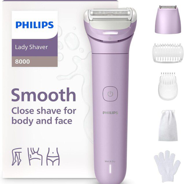 Philips Lady Shaver 8000 - Rasoir sans fil pour femmes, douceur optimale