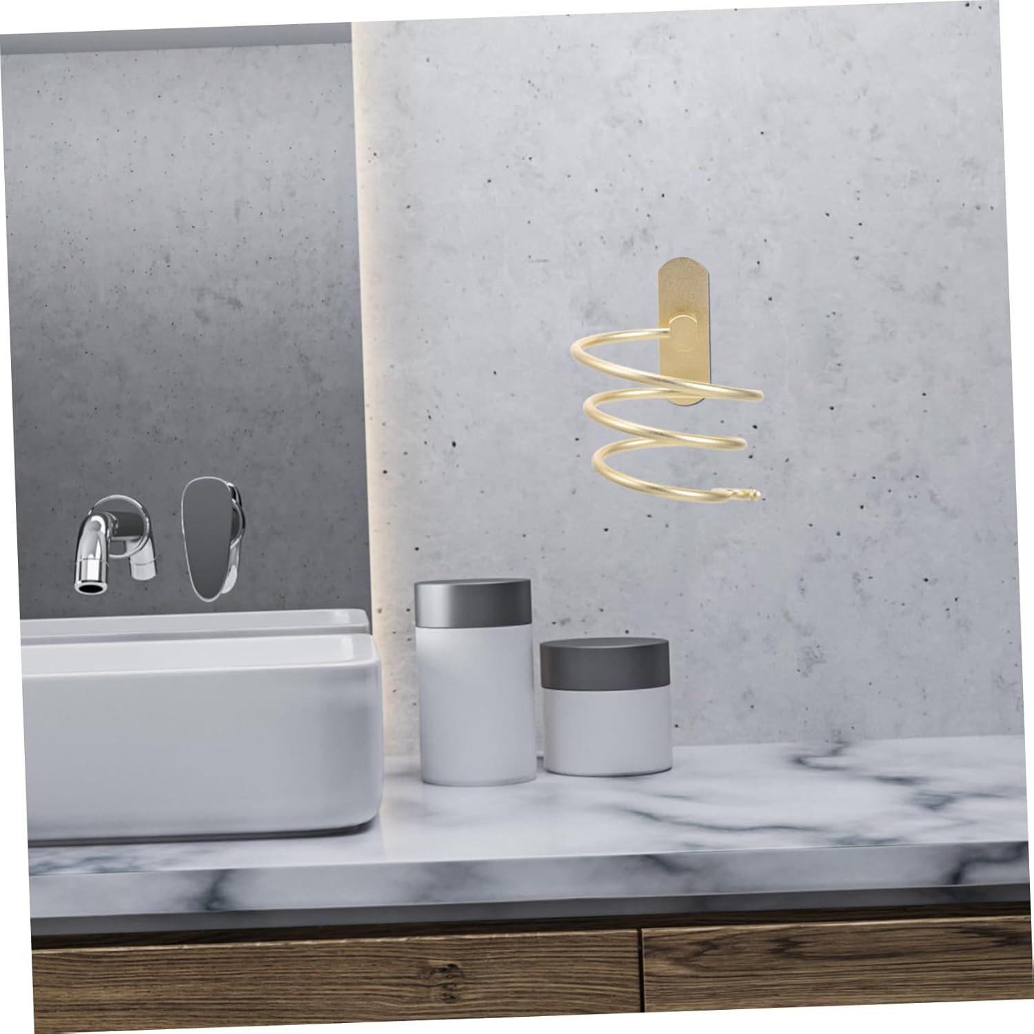 Porte-sèche-cheveux mural en aluminium : un support pratique et élégant pour salle de bain et salon – Image 7