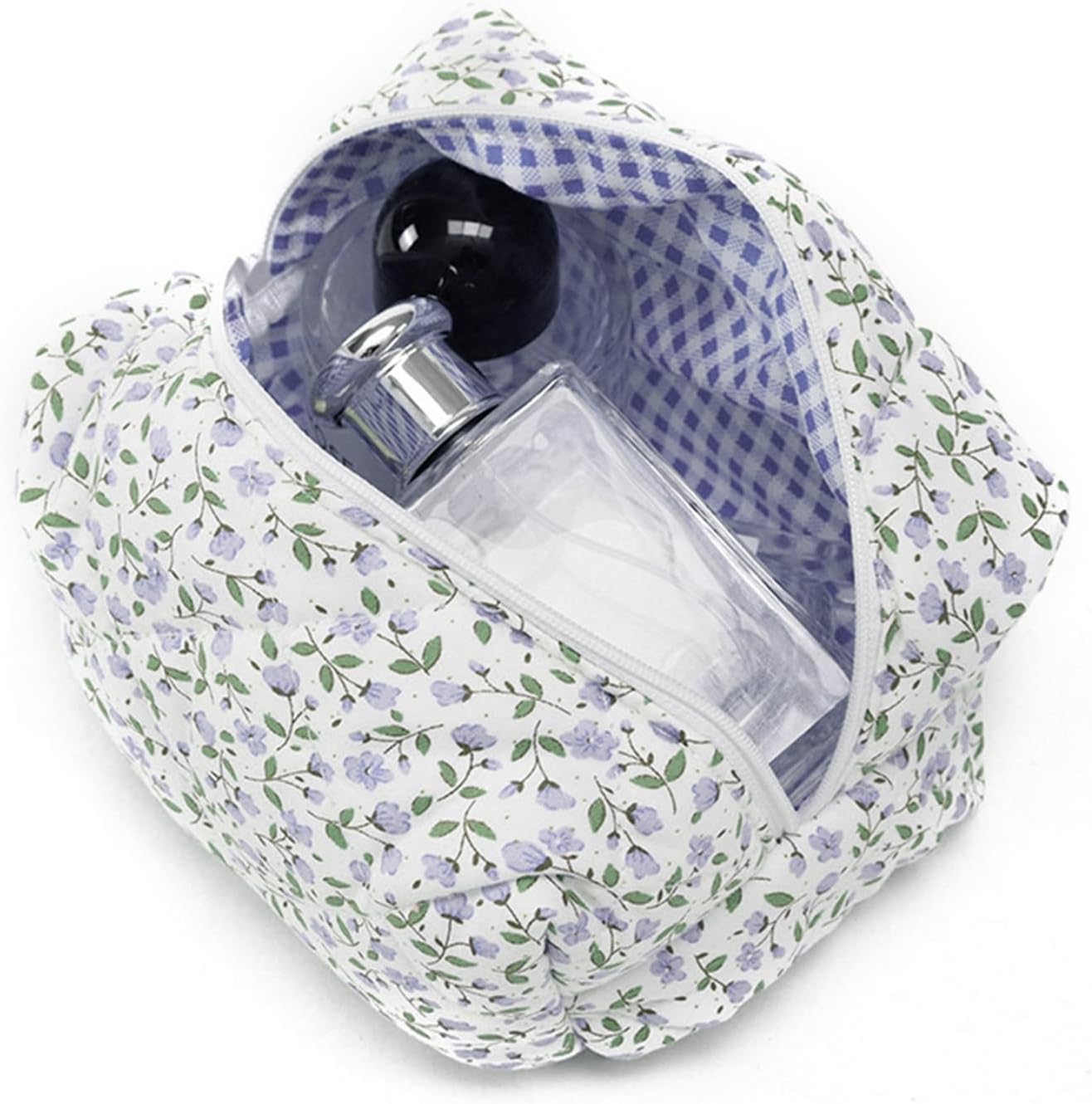 Trousse de maquillage matelassée en coton doux : grande capacité pour les passionnées de beauté