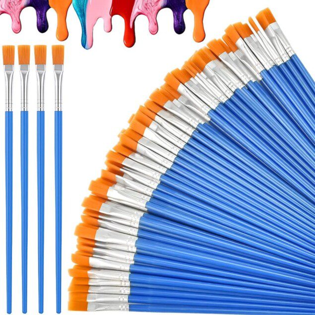 Pinceaux de peinture plat : set de 60 pièces pour artistes passionnés, idéal pour l'aquarelle et l'huile