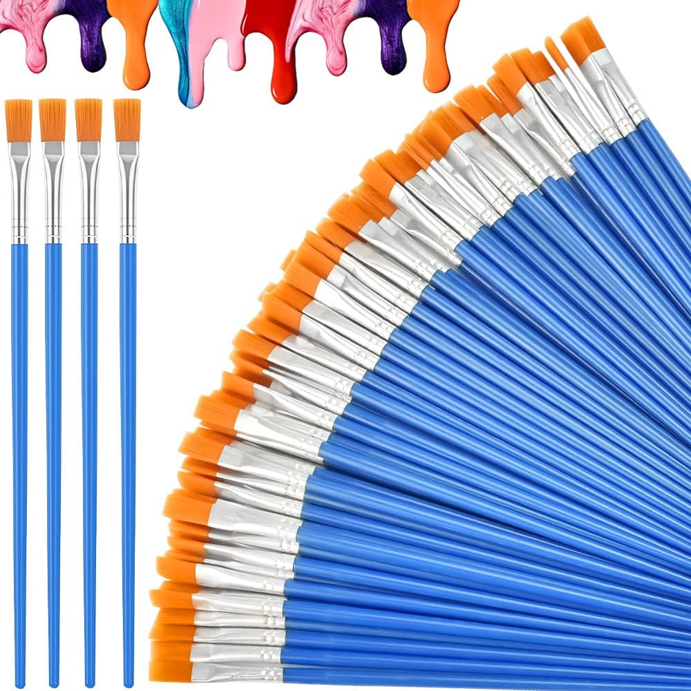 Pinceaux de peinture plat : set de 60 pièces pour artistes passionnés, idéal pour l'aquarelle et l'huile