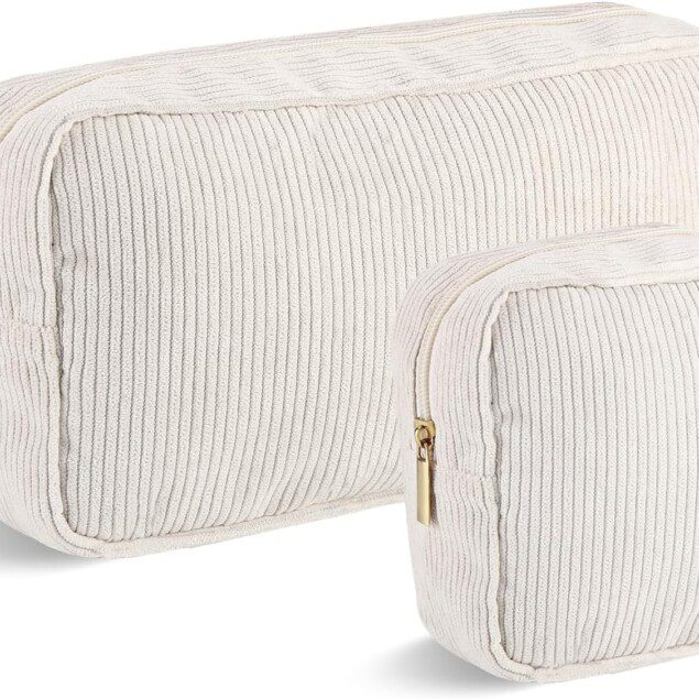 2 pièces pochette maquillage en velours côtelé : l'accessoire chic pour les femmes en voyage