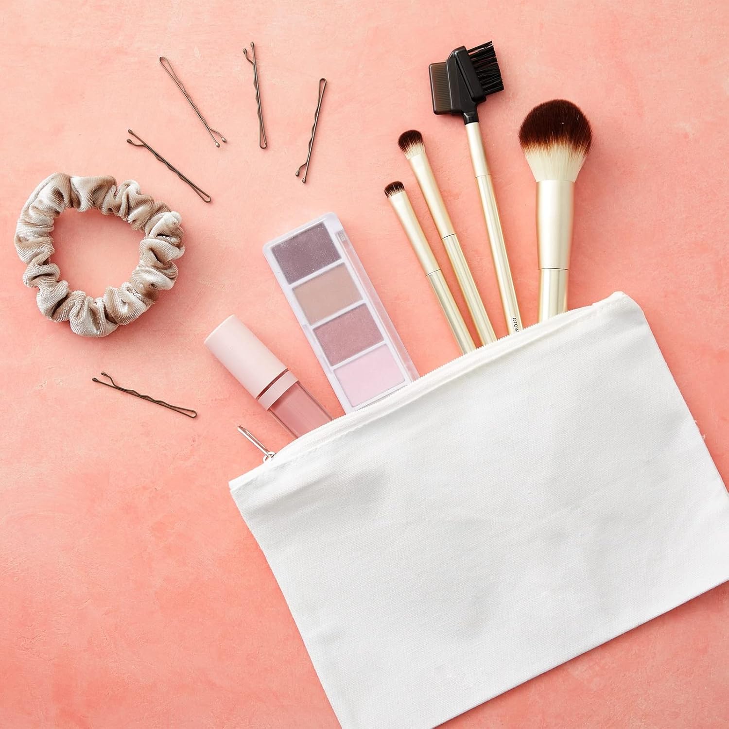 Trousse à maquillage en toile : lot de 12 pour ranger vos cosmétiques et accessoires avec élégance lors de vos voyages – Image 2