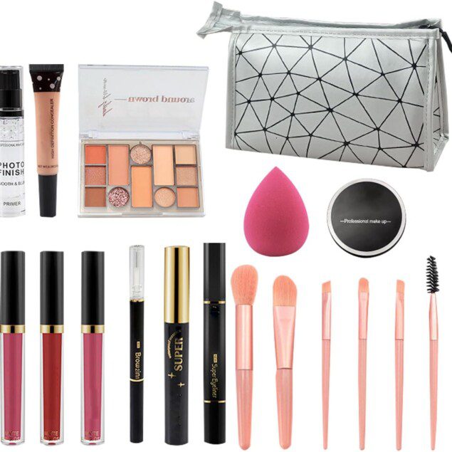 Ensemble de maquillage complet : le kit idéal pour débutants avec 18 pièces et sac de rangement
