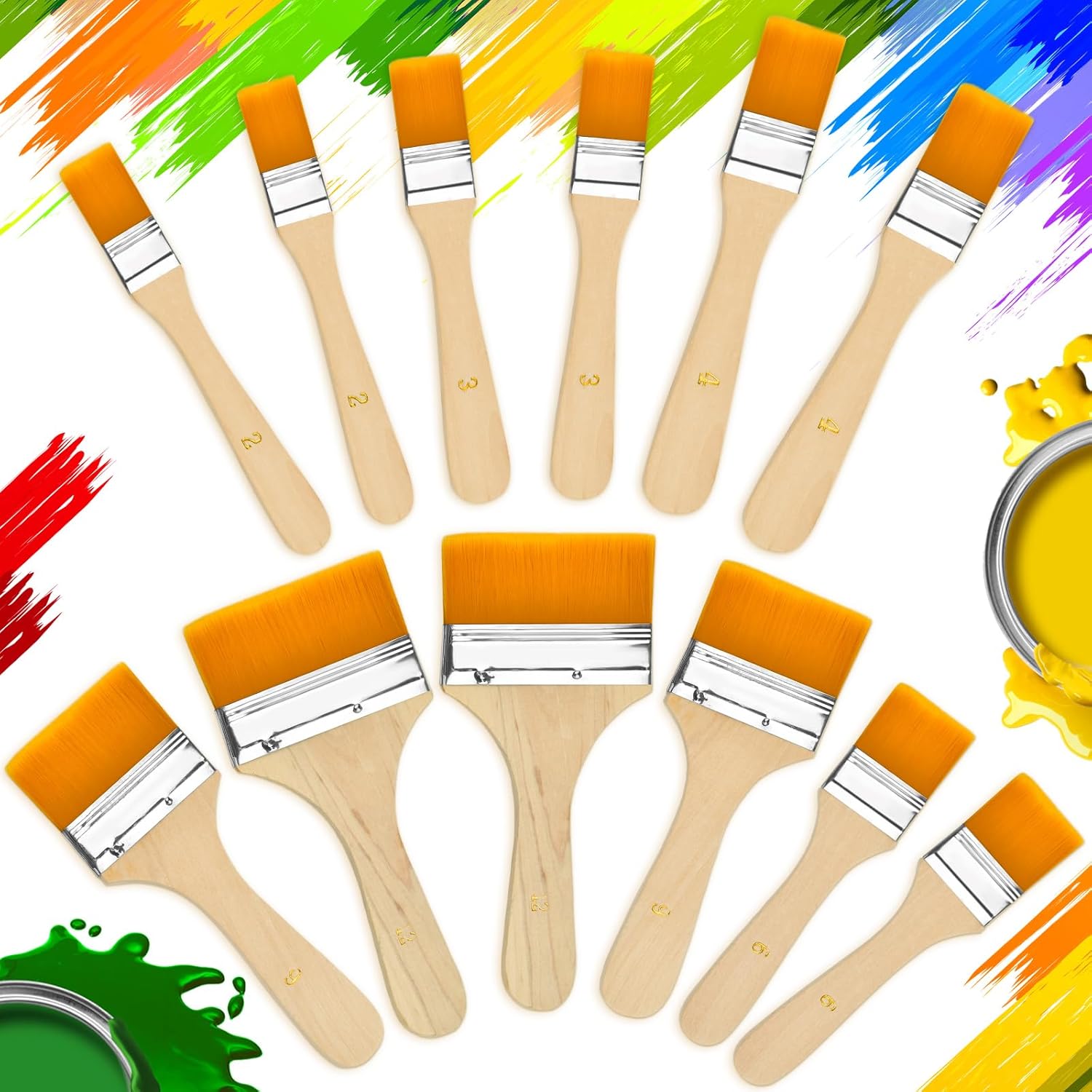 Pinceaux plats de peinture pour artistes : 12 pièces pour des créations éclatantes