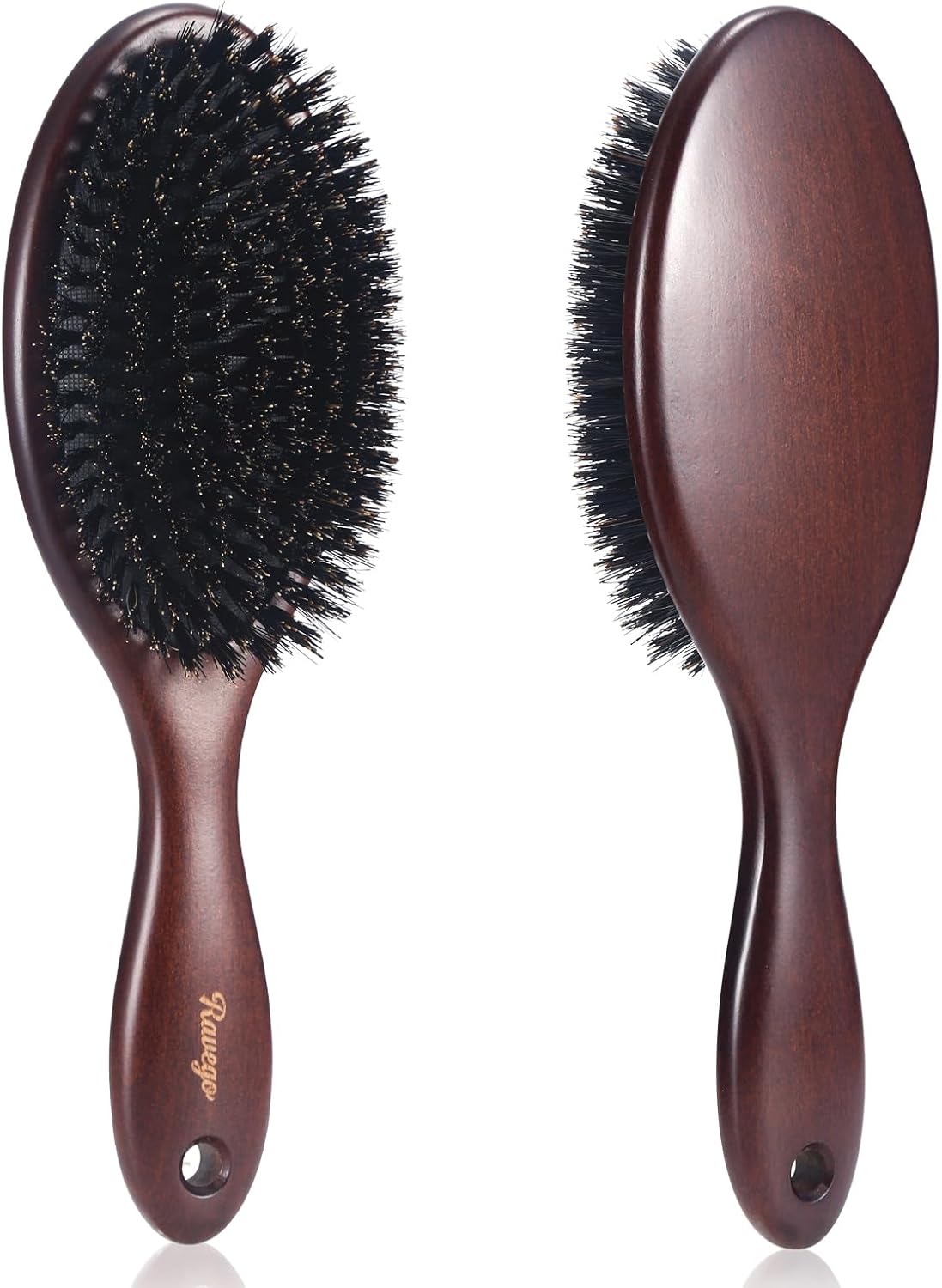 Brosse à cheveux en poils de sanglier : pour une coiffure parfaite des femmes, hommes et enfants Démêlez et coiffez vos cheveux fins grâce à des poils naturels et rigides – Image 7