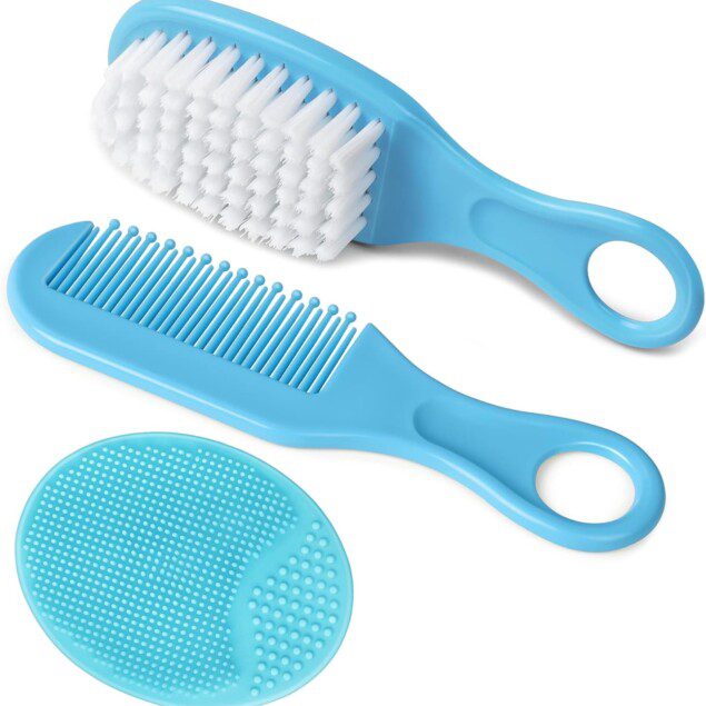 Brosse à cheveux pour bébé : 3 pièces en silicone pour un massage doux et un traitement efficace des croûtes de lait