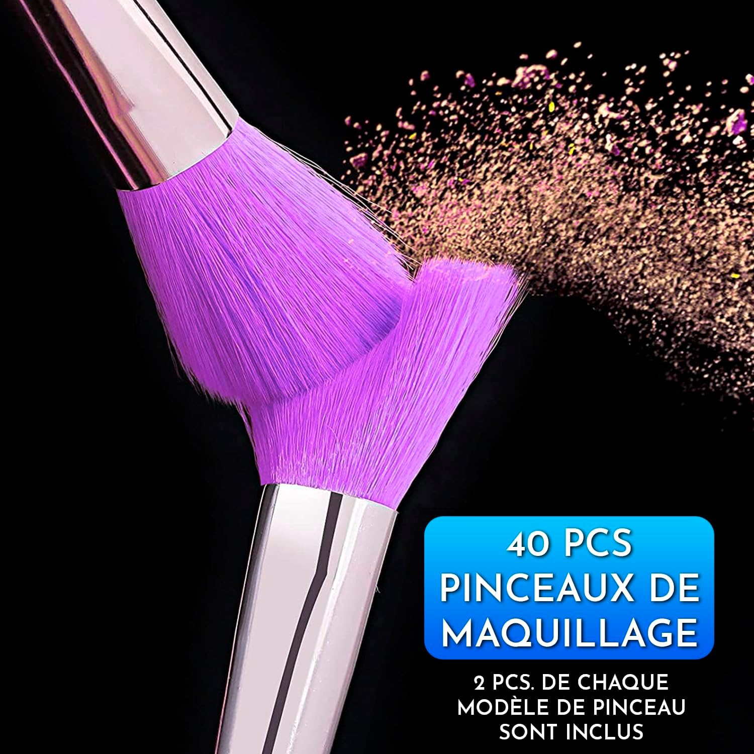 Pinceaux de maquillage violet : set complet de 40 pièces pour un maquillage professionnel et impeccable – Image 7