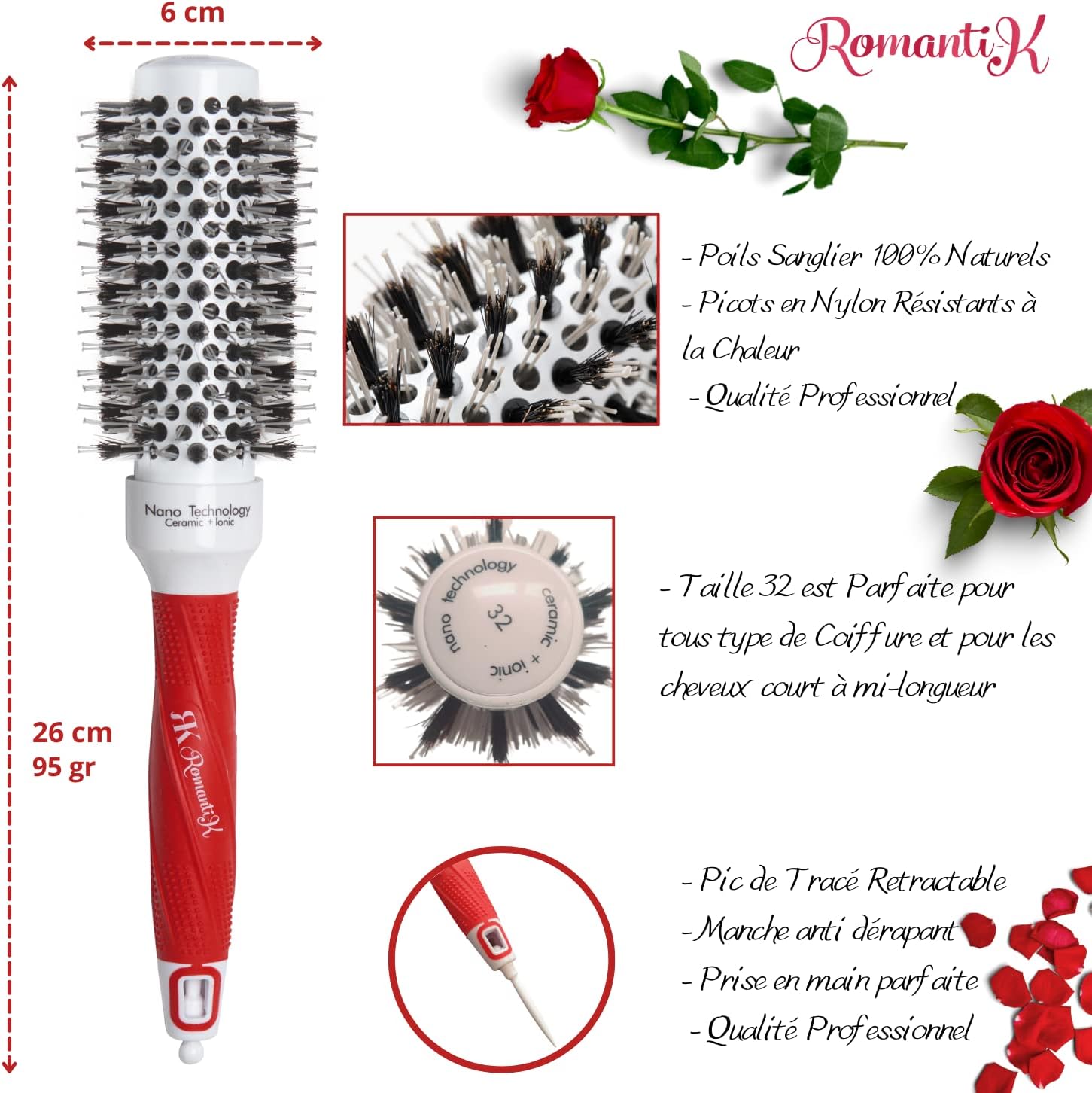Brosses et peignes à cheveux Romanti-K® : le kit de coiffure professionnel pour des cheveux démêlés et brillants – Image 3