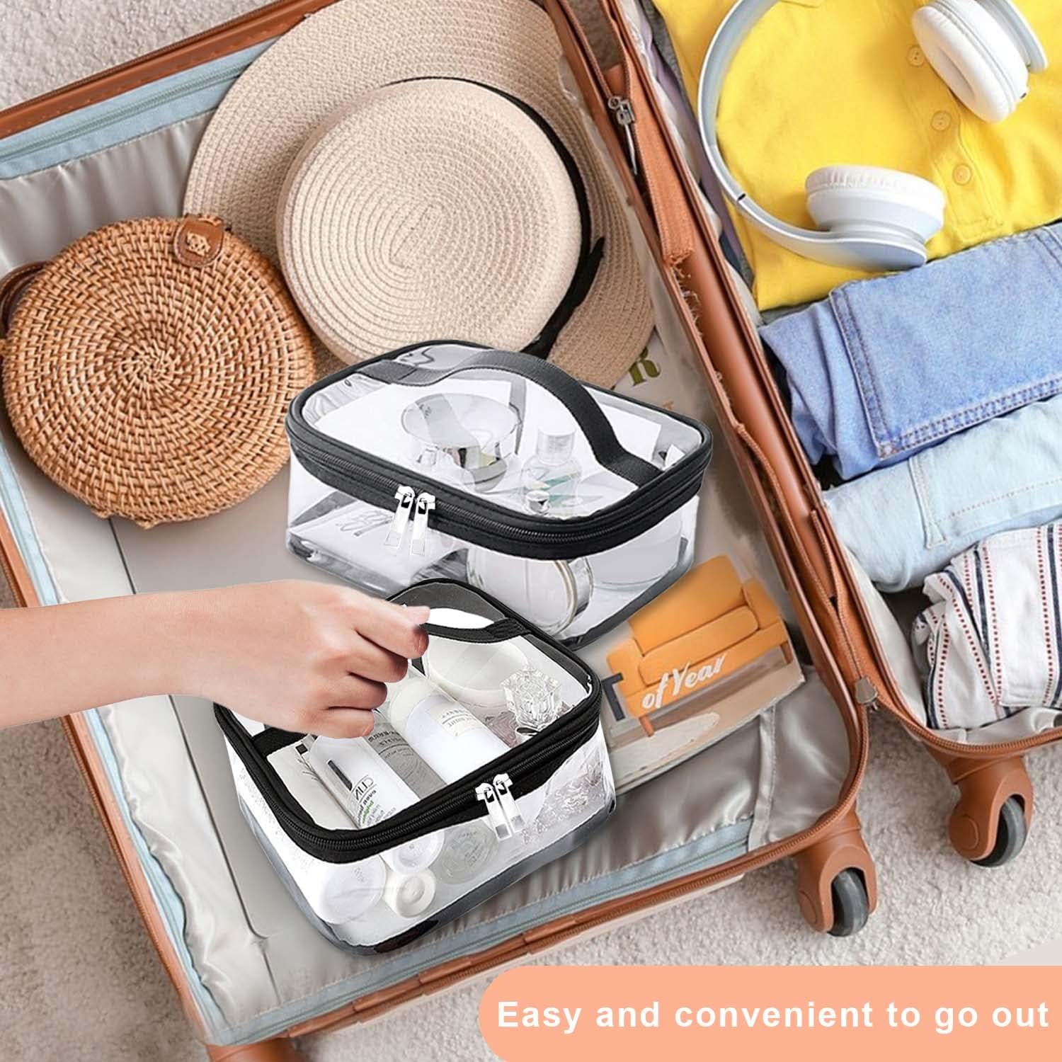Trousse de toilette transparente : 2 pièces en PVC pour cosmétiques et shampooings, idéale pour vos voyages en avion – Image 7
