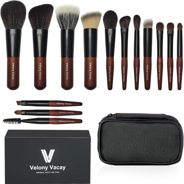Mini pinceaux de maquillage de voyage : lot de 14 outils essentiels pour un teint parfait et un maquillage impeccable