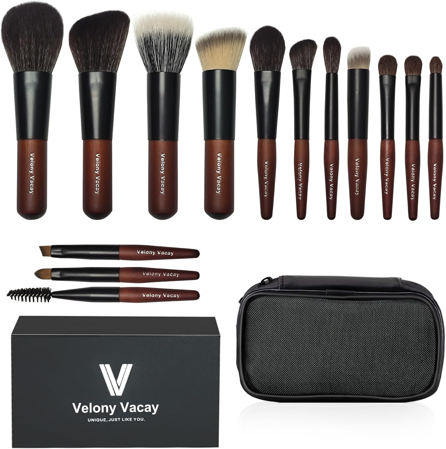 Mini pinceaux de maquillage de voyage : lot de 14 outils essentiels pour un teint parfait et un maquillage impeccable