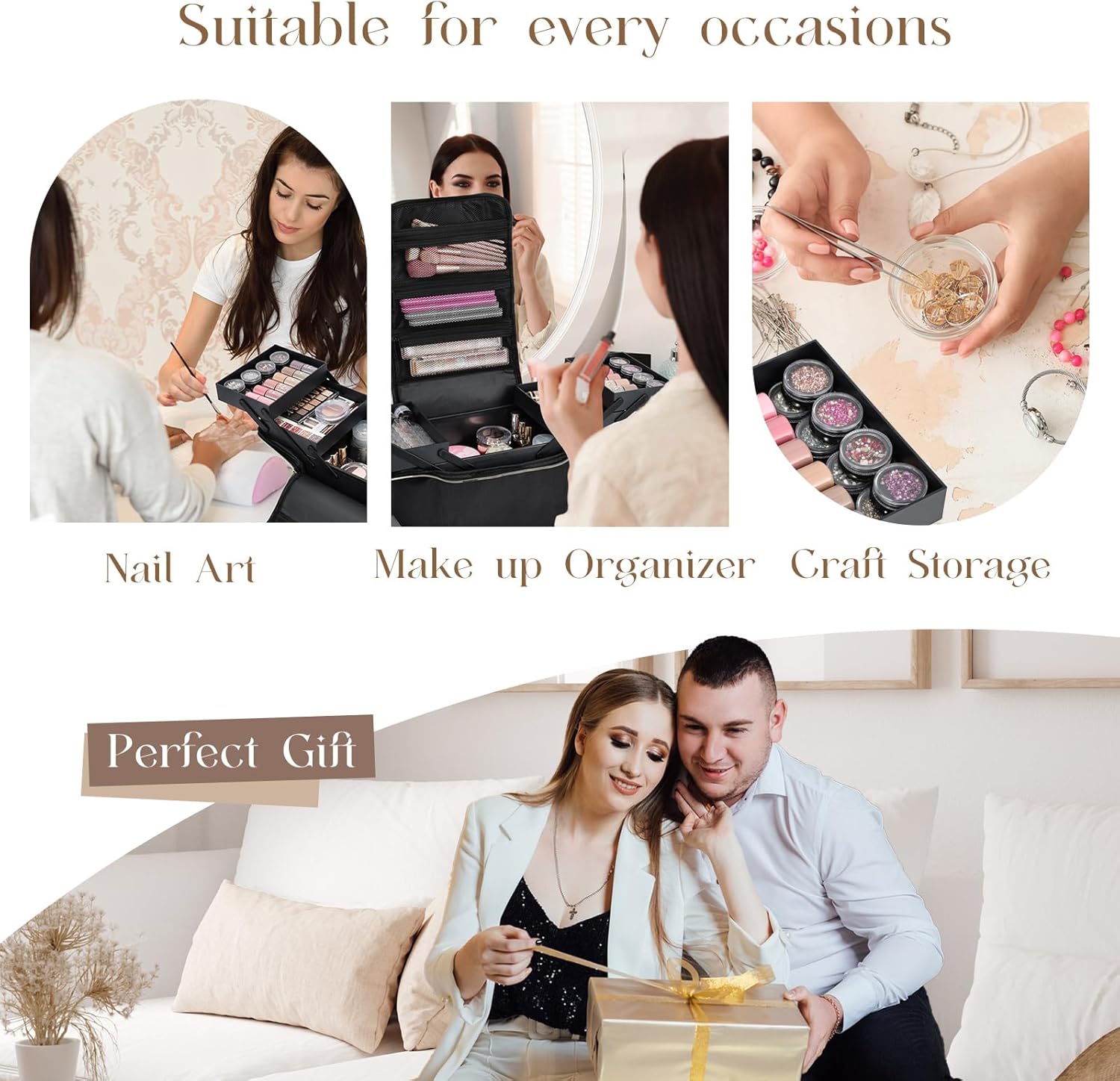 Mallette de maquillage pliable noire : l'accessoire idéal pour les femmes professionnelles en déplacement – Image 7