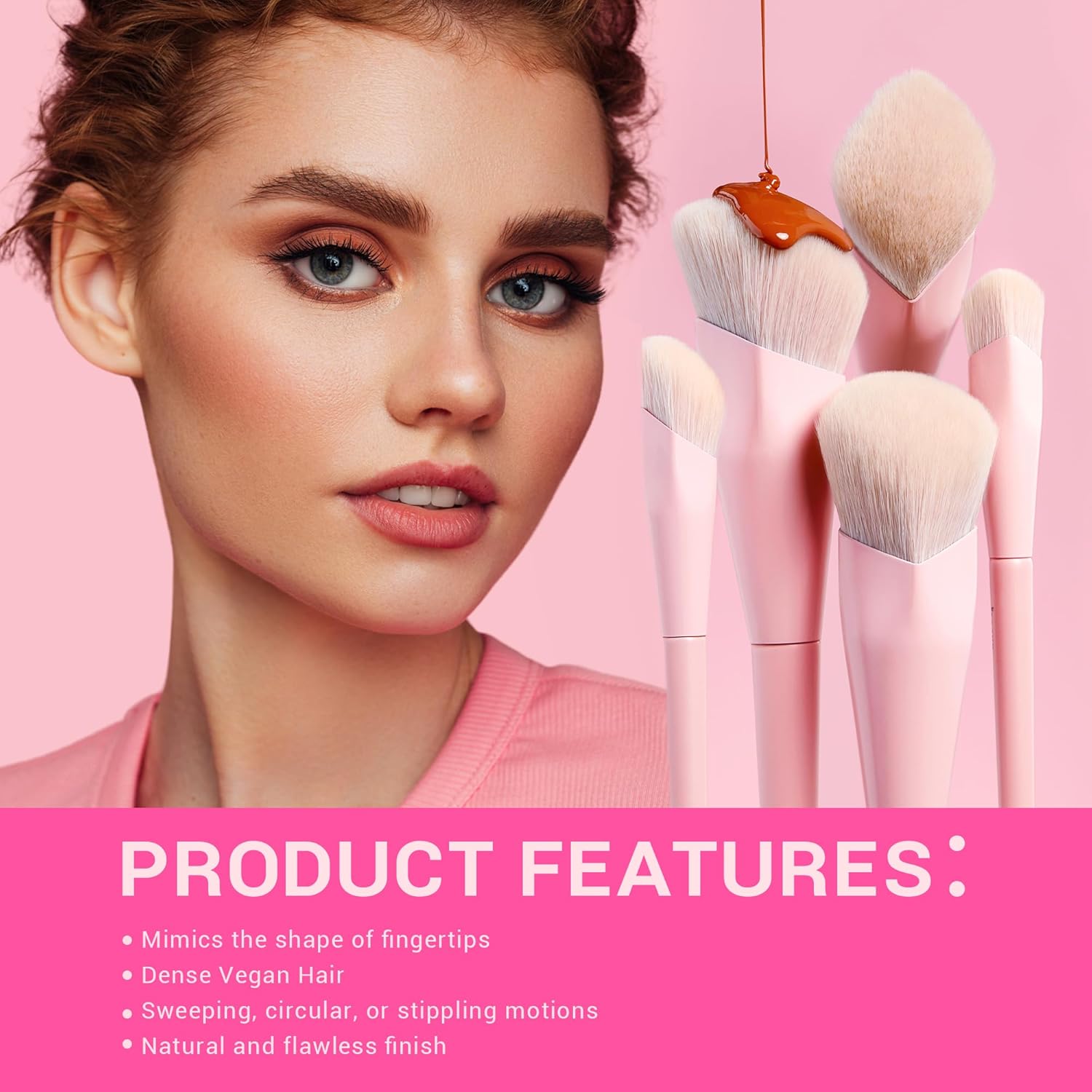 Pinceaux de maquillage rose : kit haut de gamme vegan pour un teint parfait Découvrez notre set de 14 pinceaux pour un maquillage professionnel Sous ce titre, vous pourriez ajouter une description qui met en avant l'élégance et la qualité des pinceaux, ainsi que leur utilisation facile pour les amateurs comme les professionnels. – Image 3