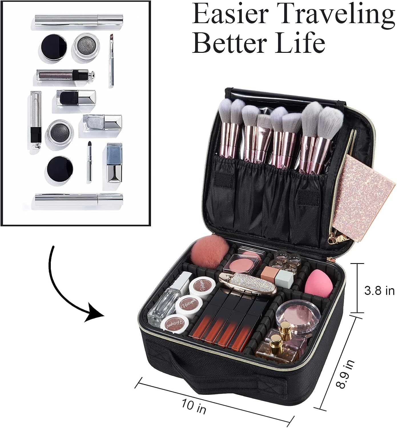 Trousse de maquillage professionnelle en tissu Oxford : l'accessoire idéal pour les passionnées de beauté en voyage – Image 3