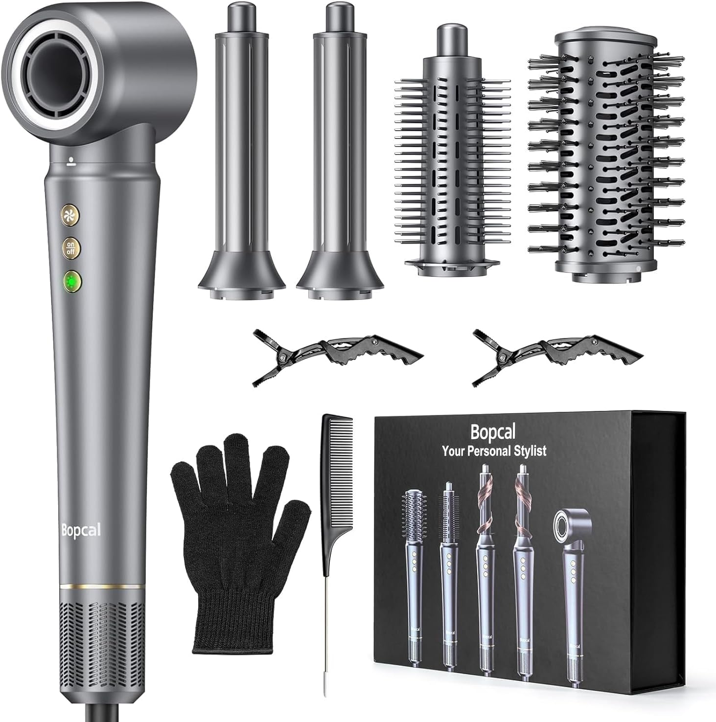 Sèche cheveux professionnel 5 en 1 : l'allié parfait pour les femmes en quête de style Transformez votre routine capillaire avec ce brosse soufflante et fers à boucle automatique, idéale pour la maison ou en voyage