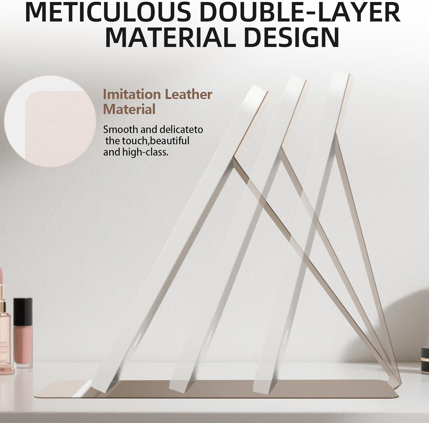 Miroir de maquillage lumineux : l'accessoire rechargeable et portable pour les voyages et la maison Découvrez le miroir pliable Ultra HD avec 3 couleurs de lumière et luminosité réglable, idéal pour un maquillage parfait en toutes circonstances. – Image 7