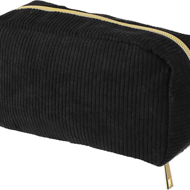 Petite trousse de toilette pour femme : sac de rangement élégant et pratique avec 3 poches intérieures en corduroy pour un voyage sans tracas