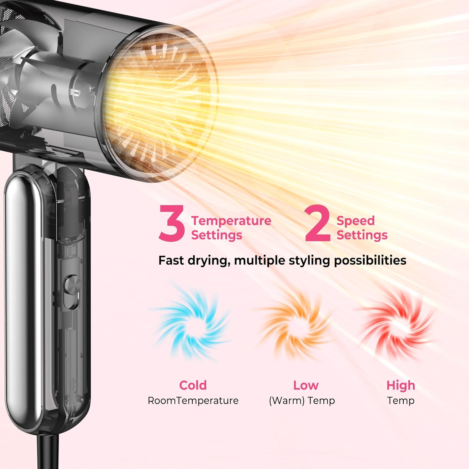 Sèche cheveux ionique 1800W avec diffuseur : l’allié parfait pour vos boucles en voyage – Image 7