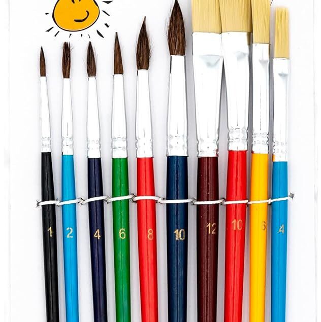 Pinceaux de peinture : set de 10 tailles variées pour artistes passionnés   Découvrez l'élégance de la création artistique avec notre lot de pinceaux ronds et plats