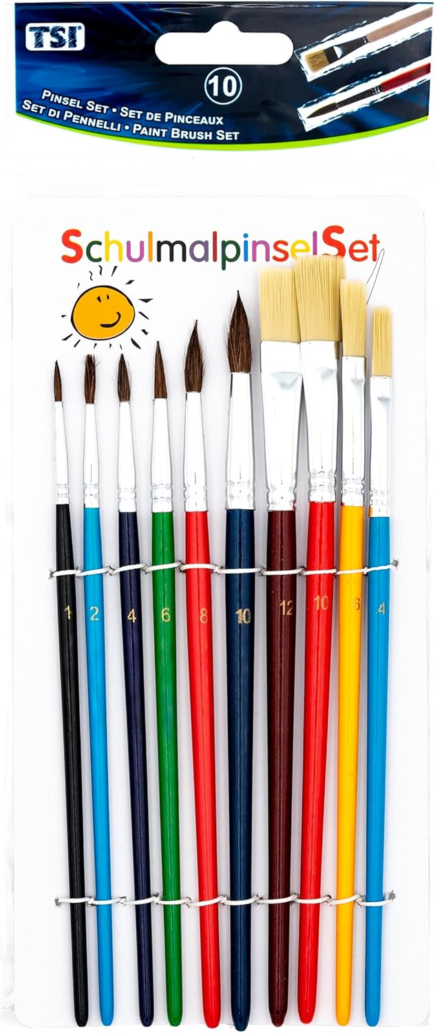 Pinceaux de peinture : set de 10 tailles variées pour artistes passionnés   Découvrez l'élégance de la création artistique avec notre lot de pinceaux ronds et plats