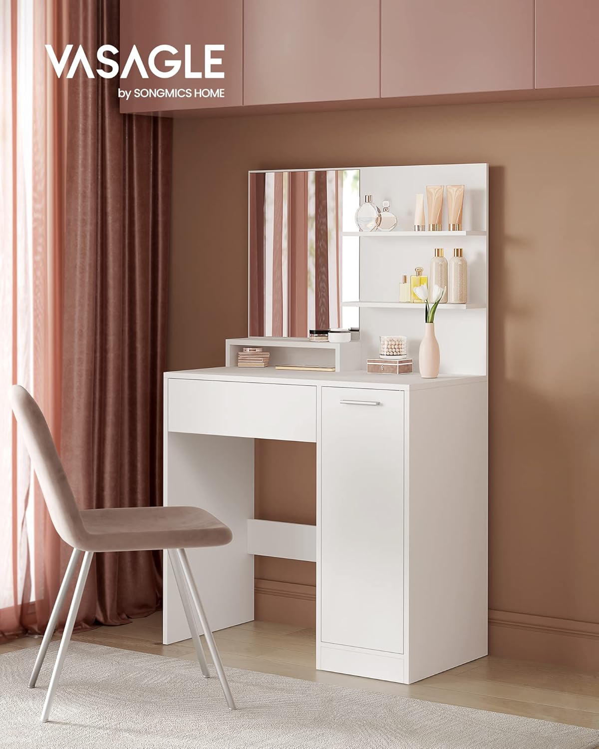 Coiffeuse moderne avec miroir : un coin beauté élégant pour les passionnées de maquillage – Image 2