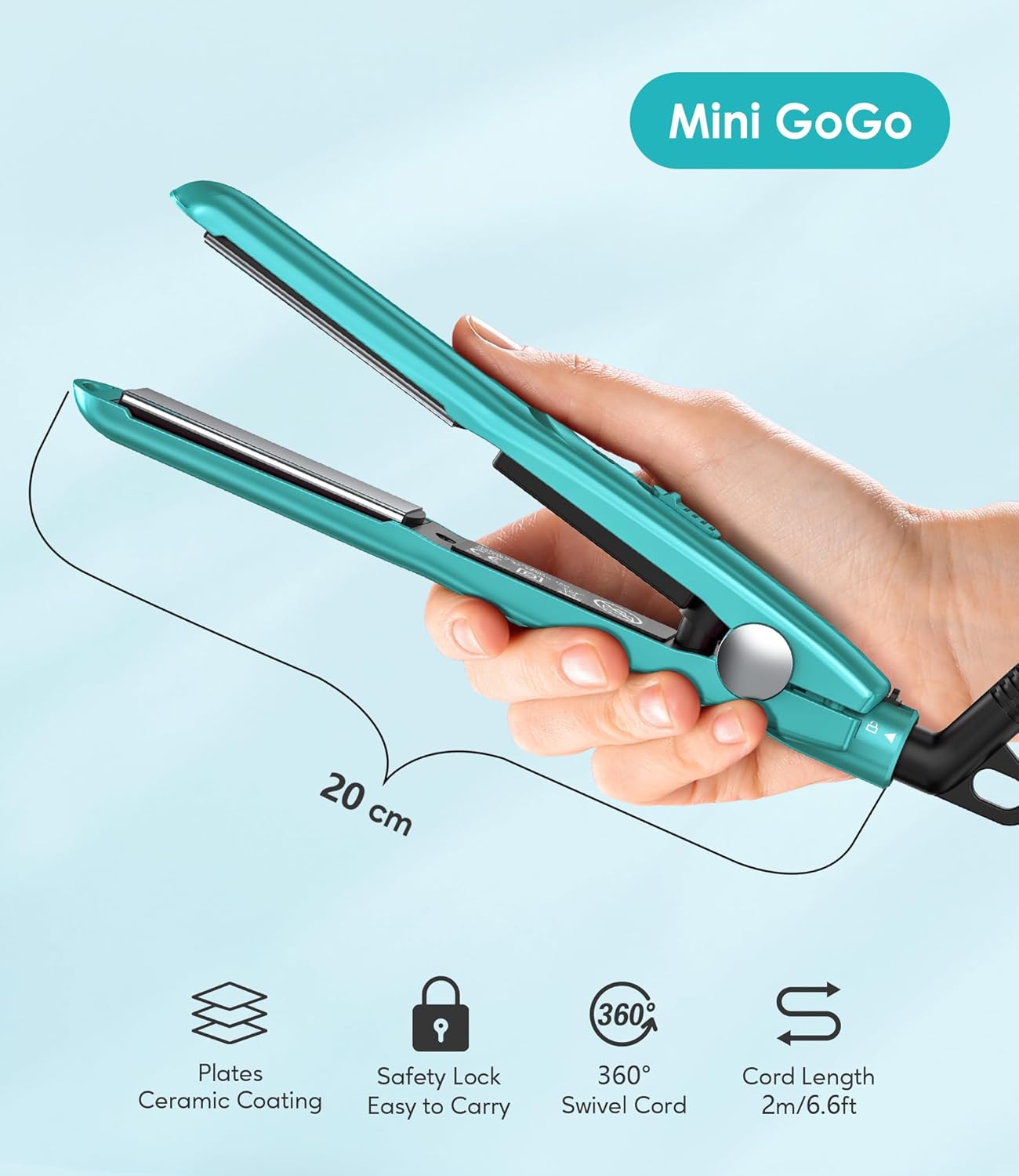 Mini fer plat céramique : l'outil idéal pour cheveux courts et franges bouclées en voyage – Image 4