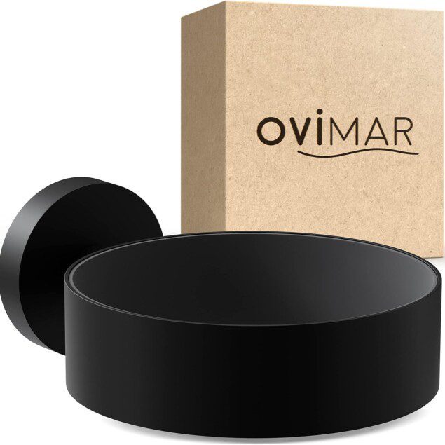 Porte-sèche-cheveux en acier inoxydable noir mat : le choix élégant pour votre salle de bain  
Optimisez votre espace avec un support mural pratique et rembourré pour un rangement organisé  
