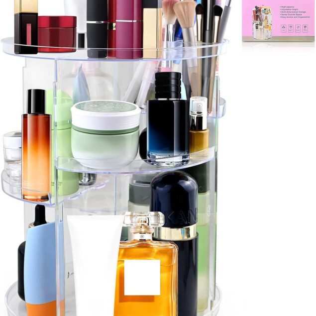 Organisateur maquillage rotatif 360° : la solution élégante pour coiffeuse et salle de bain