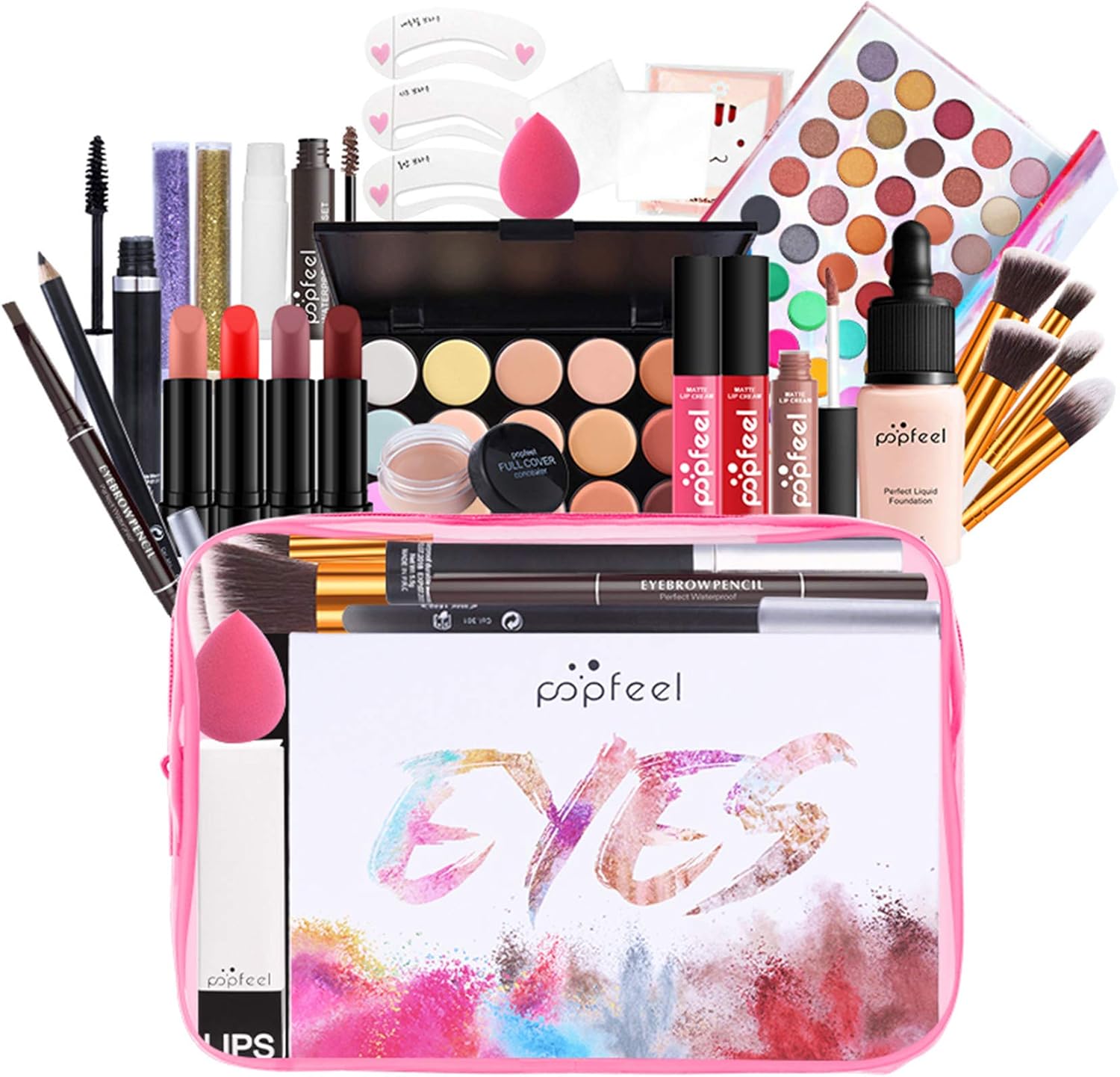 Kit de maquillage complet : le coffret idéal pour les passionnées de beauté Découvrez le cadeau parfait pour Noël avec ombres à paupières, rouge à lèvres, pinceaux et bien plus encore !